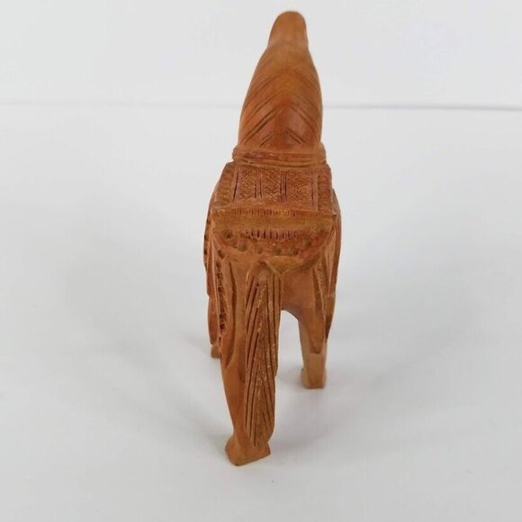 Handcrafted 4" Wooden Horse Figurine With Intricate Tribal Carvings - Picture 4 of 10